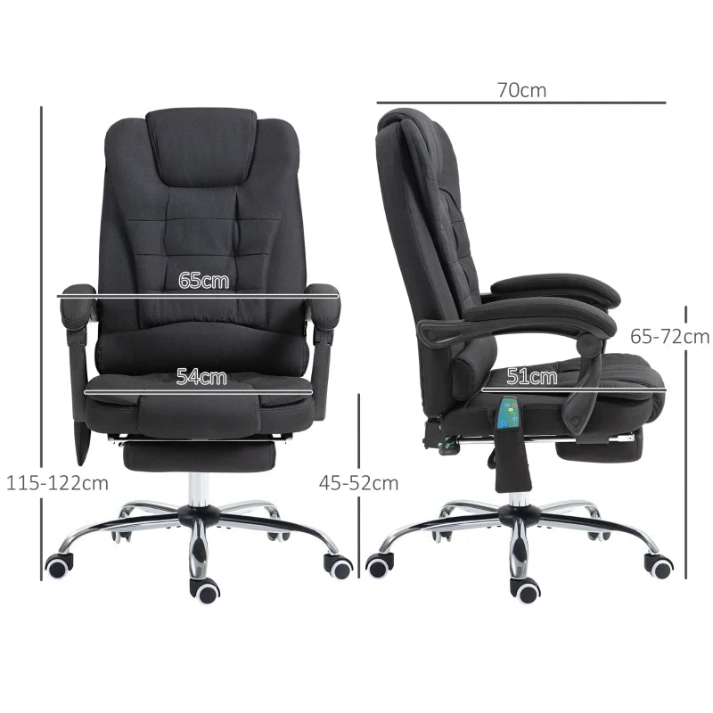 Vinsetto Black Six-Point Massage Office Chair with Heat - Ergonomic Comfort for Home & Work