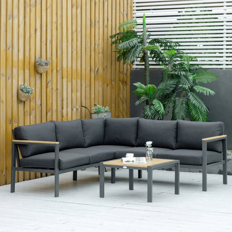 5-Seater Garden Sofa With Aluminium Frame - Grey