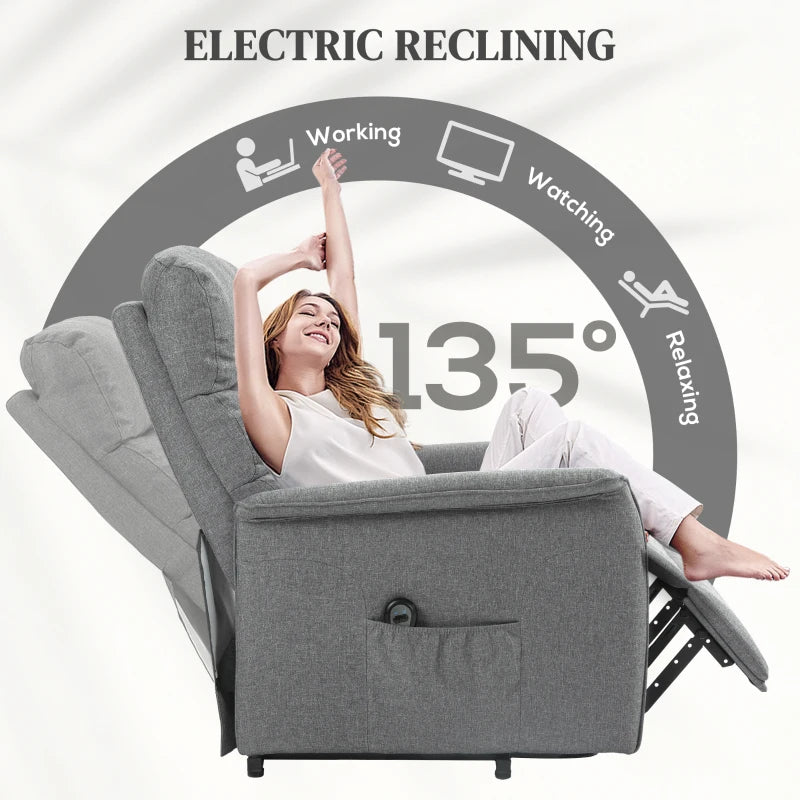 Electric Riser Recliner Armchair with Footrest in Grey - Comfortable and Stylish Seating Solution