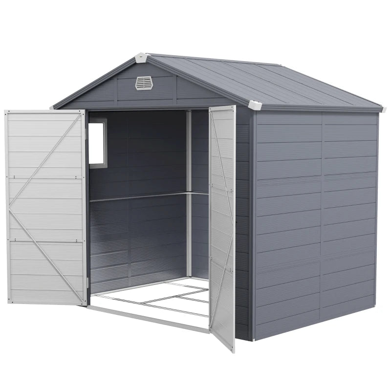 7.9ft x 6.2ft Aluminium Frame and Plastic Wall Shed With Foundation