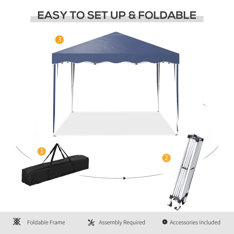 Blue Adjustable Height Pop-Up Gazebo with Bag