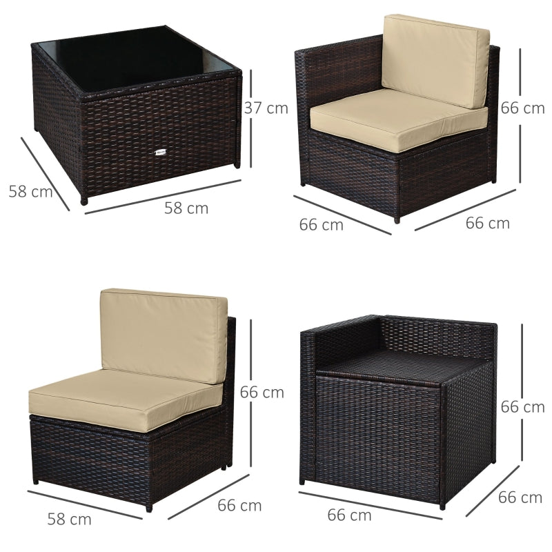 6 Piece Dark Brown Rattan Corner Sofa Set