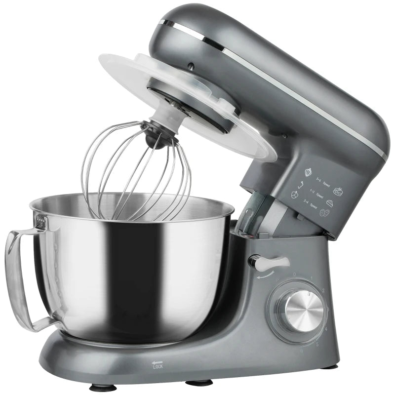 Premium 1300W Silver Kitchen Stand Mixer with Accessories - Powerful, Versatile, Ideal for Baking and Cooking Enthusiasts
