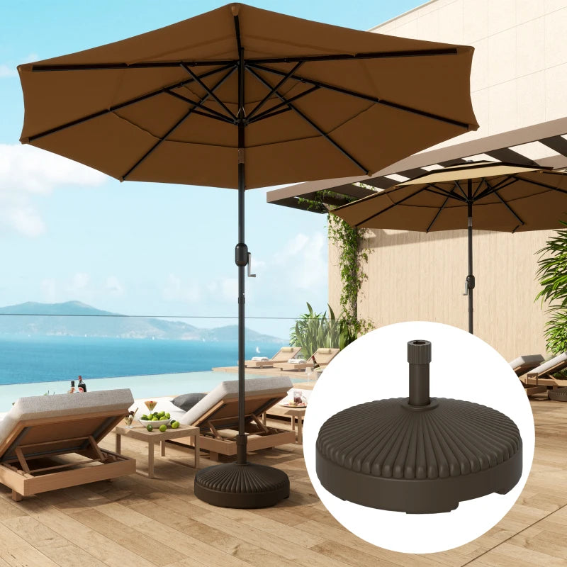 28kg Sand Filled & 23kg Water Filled Garden Parasol Base Holder - Brown Outdoor Umbrella Stand Weight