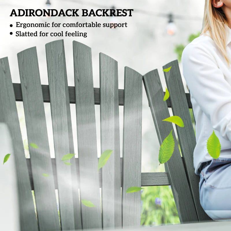 Grey Fir Wood Love Seat with Wheel-Shaped Armrests