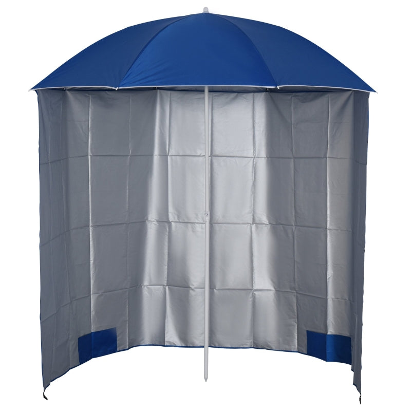 Blue Beach Fishing Umbrella with Sides and Carry Bag