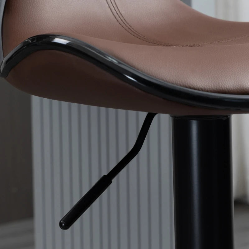 Adjustable Brown Breakfast Bar Stools Set of 2 with Curved Back 62-82cm for Kitchen, Bar, Cafe