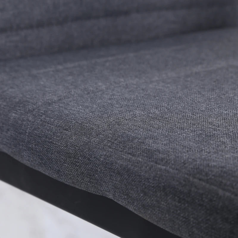 Set of 4 Modern High Back Dining Chairs - Upholstered Linen-Touch Fabric Accent Chairs with Metal Legs in Grey
