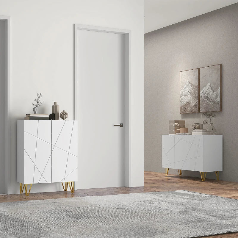 Modern Luxe High Gloss Sideboard with Hairpin Legs in White