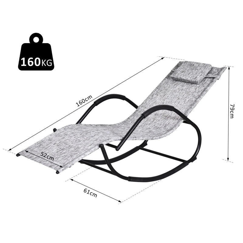 Grey Zero Gravity Rocking Lounge Chair with Pillow