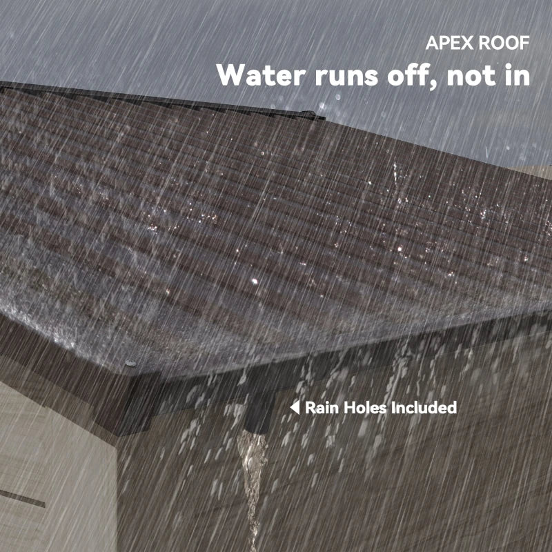 6ft x 8ft Garden Storage Shed with Sliding Door - Durable Brown Wood Effect Outdoor Storage