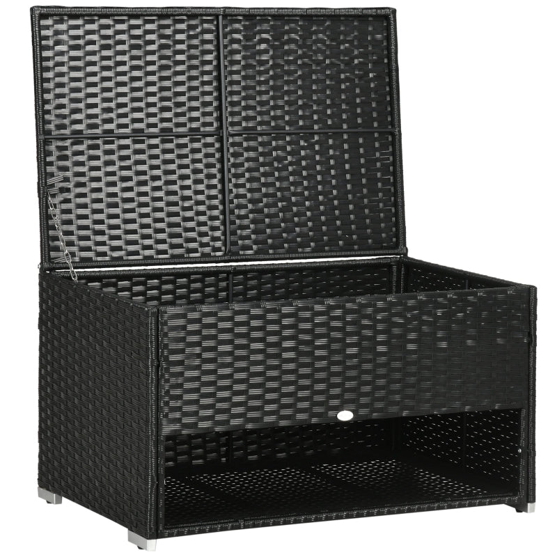 Black Rattan Storage Bench