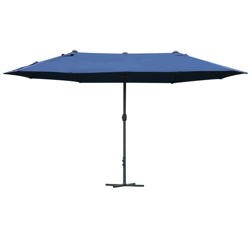 Dark Blue Double-sided Crank Sun Umbrella Canopy - 4.6M