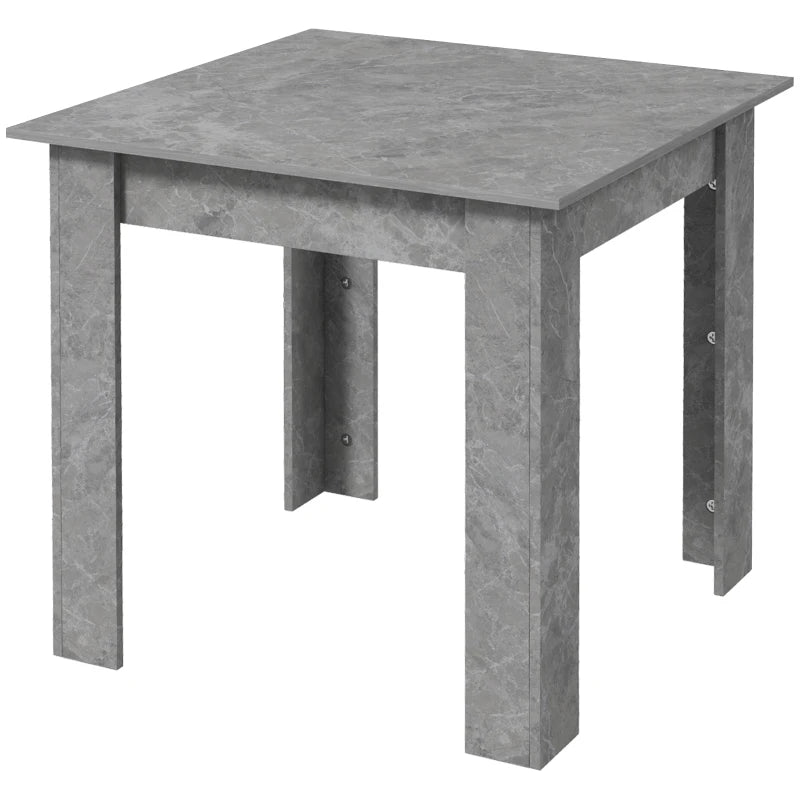 Modern Square Dining Table - Small Faux Cement Effect, Space Saving Design, Non-Slip Foot Pads, Cement Grey Finish