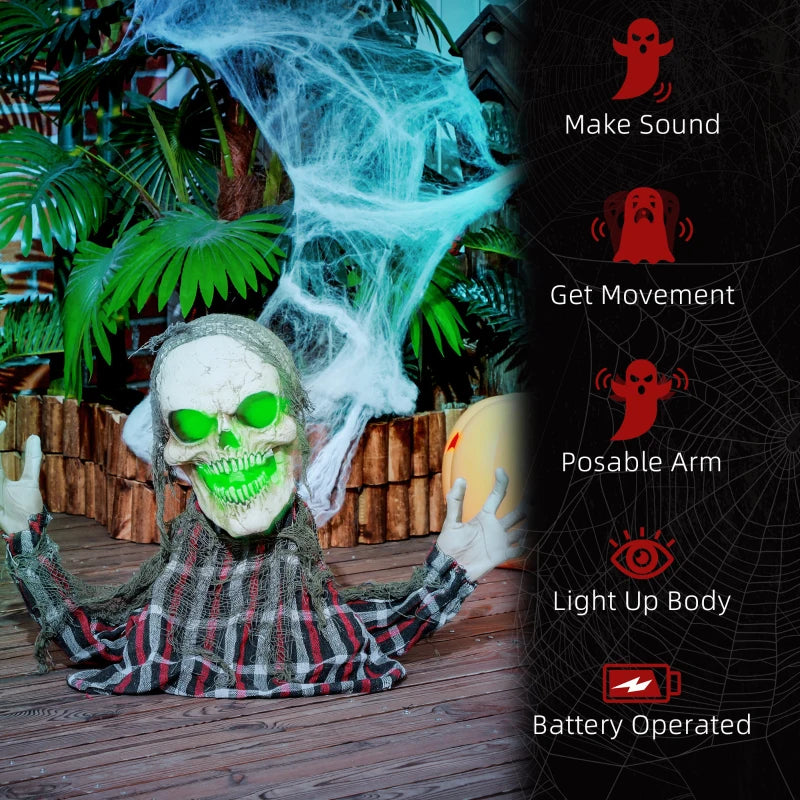 70cm Groundbreaker Skeleton Halloween Animatronic with Glowing Eyes - Spooky Outdoor Decoration for Haunted House
