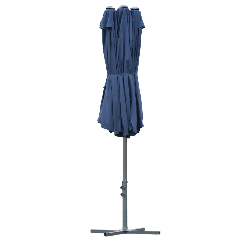 Dark Blue Double-sided Crank Sun Umbrella Canopy - 4.6M