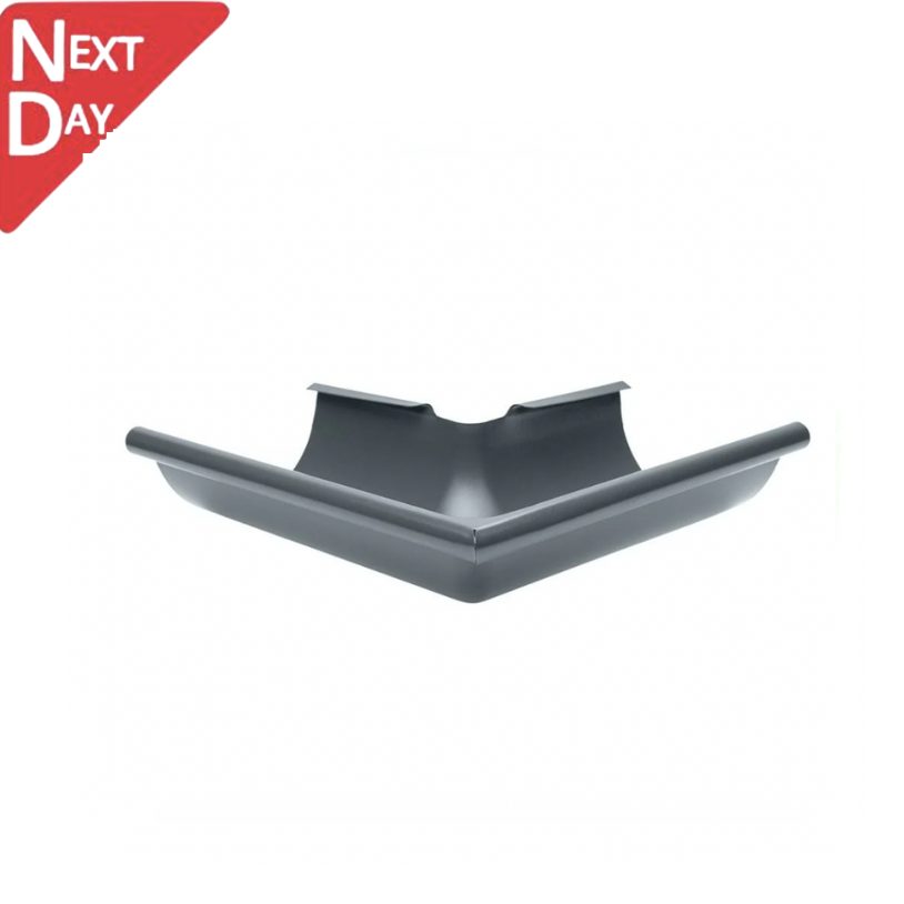 115mm Half Round Anthracite Grey Galvanised Steel 90degree External Gutter Angle