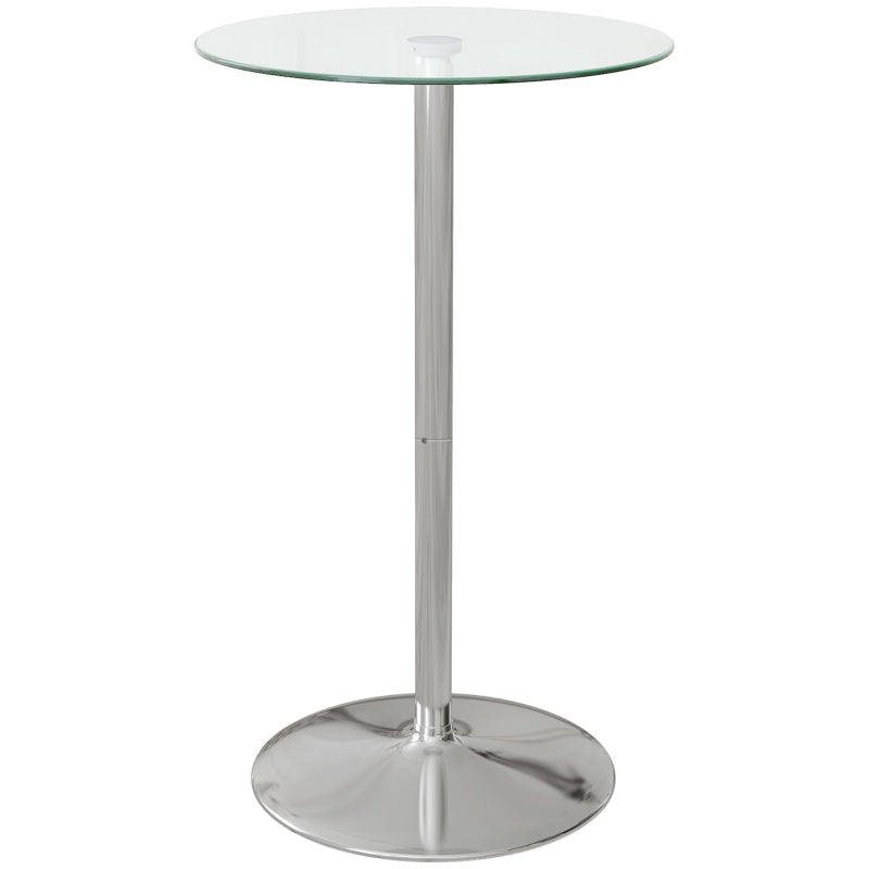 High Top Round Bistro Table for 2 - Tempered Glass Top & Steel Base - Stylish Kitchen Dining Table