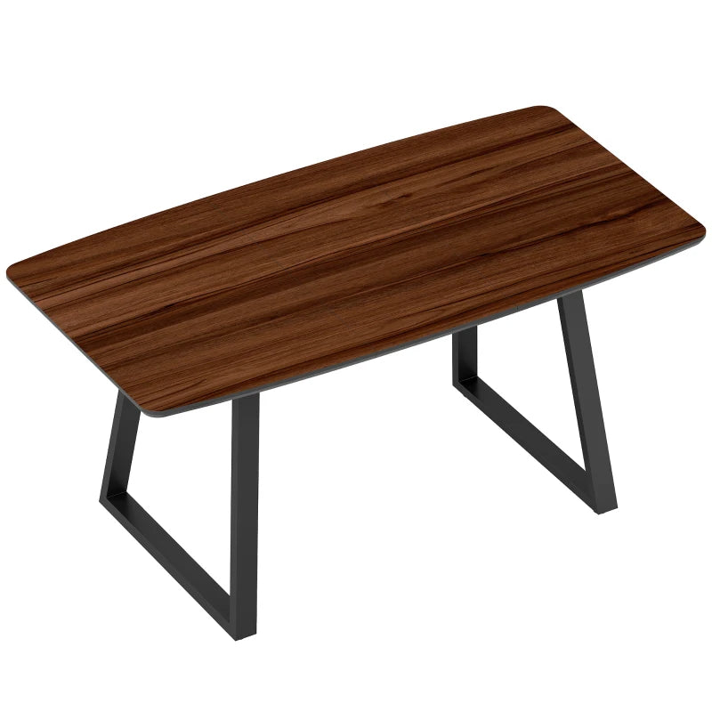 Extendable Rectangular Dining Table with Wood Effect Top for 4-6 People, Steel Frame & Hidden Leaves - Perfect for Kitchen & Living Room