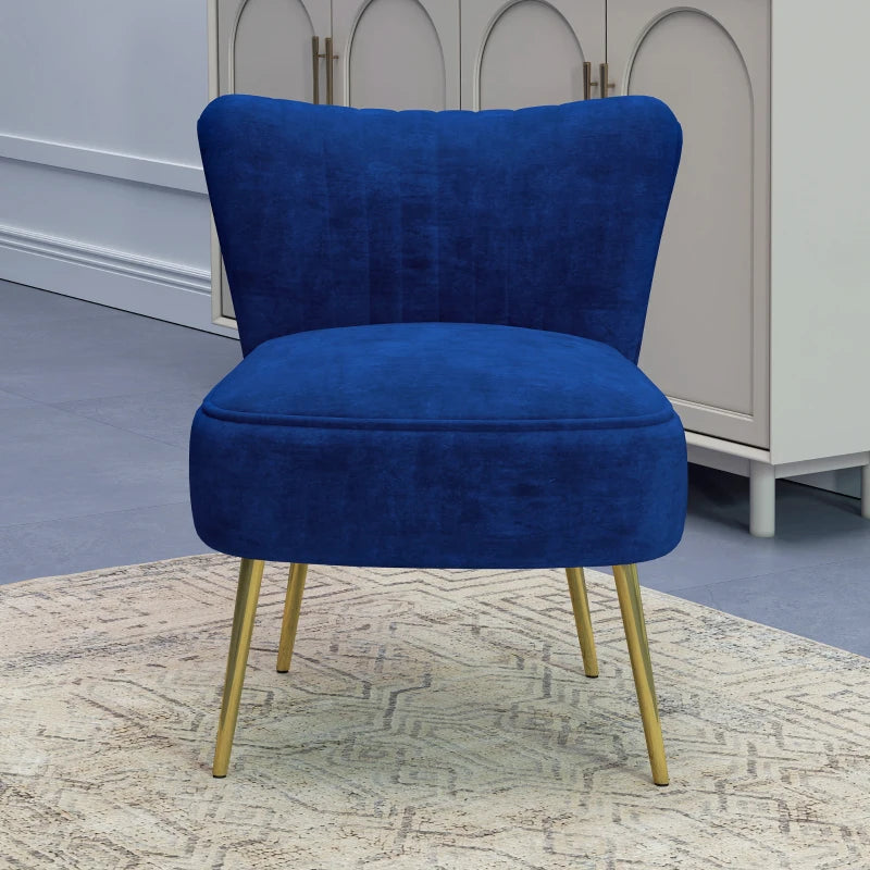 Velvet-Feel Dark Blue Tub Accent Chair for Stylish Living Room Decor