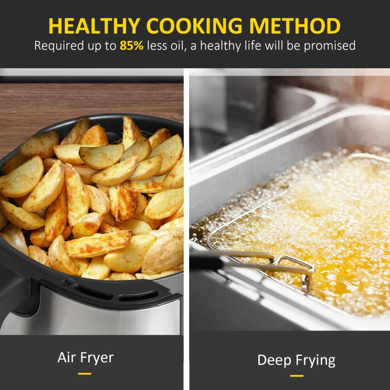 6.5L Air Fryer with Single Basket, Adjustable 80-200°C, Sleek Black and Grey Design - Healthy Cooking Made Easy