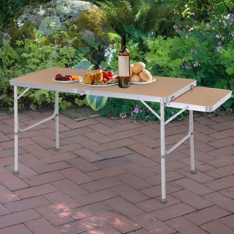 Aluminium Folding Portable Outdoor Table 4ft with MDF Top Silver