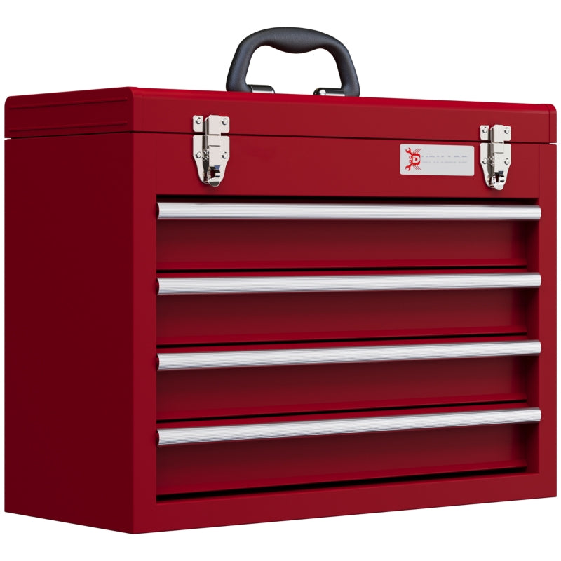 Red Lockable Metal Tool Chest with 4 Drawers