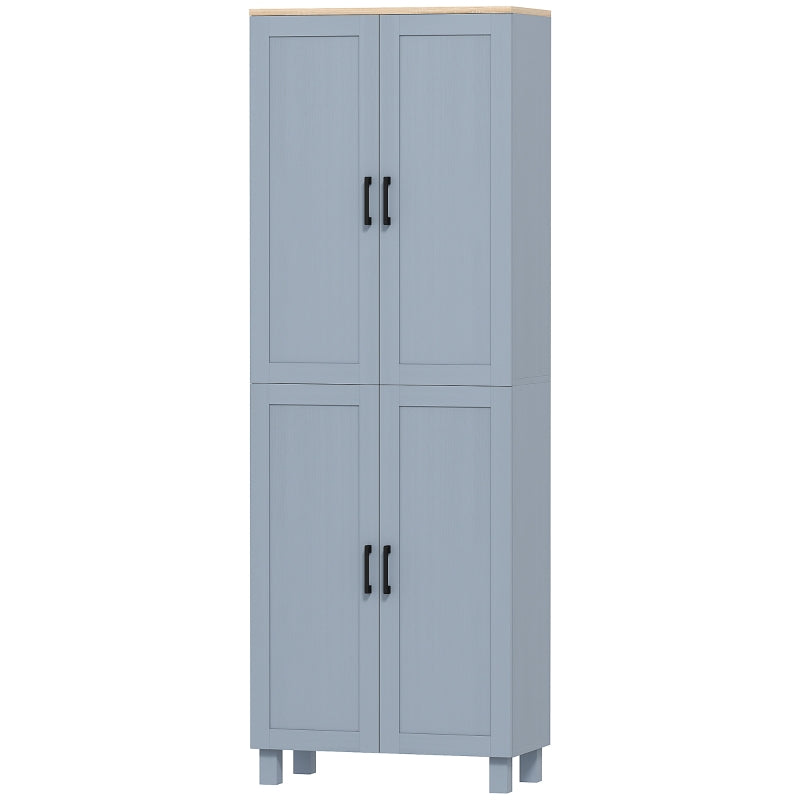 Freestanding Kitchen Cupboard 4-Door Storage Cabinet with Adjustable Shelves Modern Kitchen Pantry 170cm Grey Wood Effect