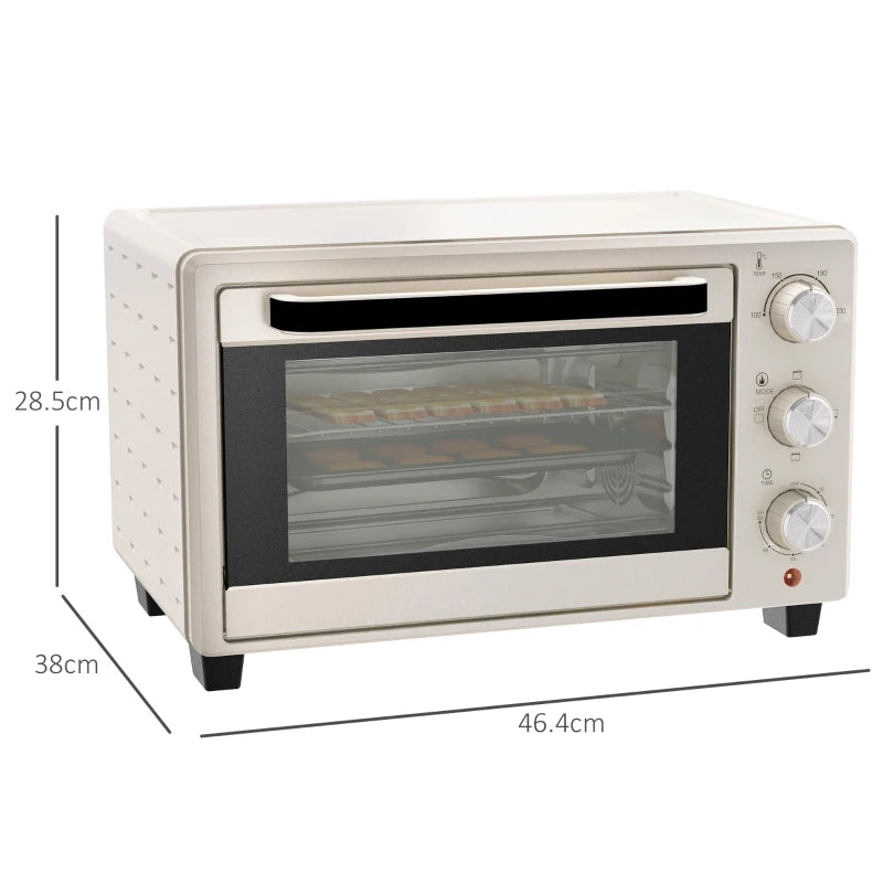 21L Mini Countertop Oven - Adjustable Temperature 100°C-230°C, Compact White Design for Efficient Cooking