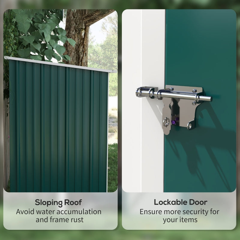 5.3ft x 3.1ft Green Metal Storage Shed