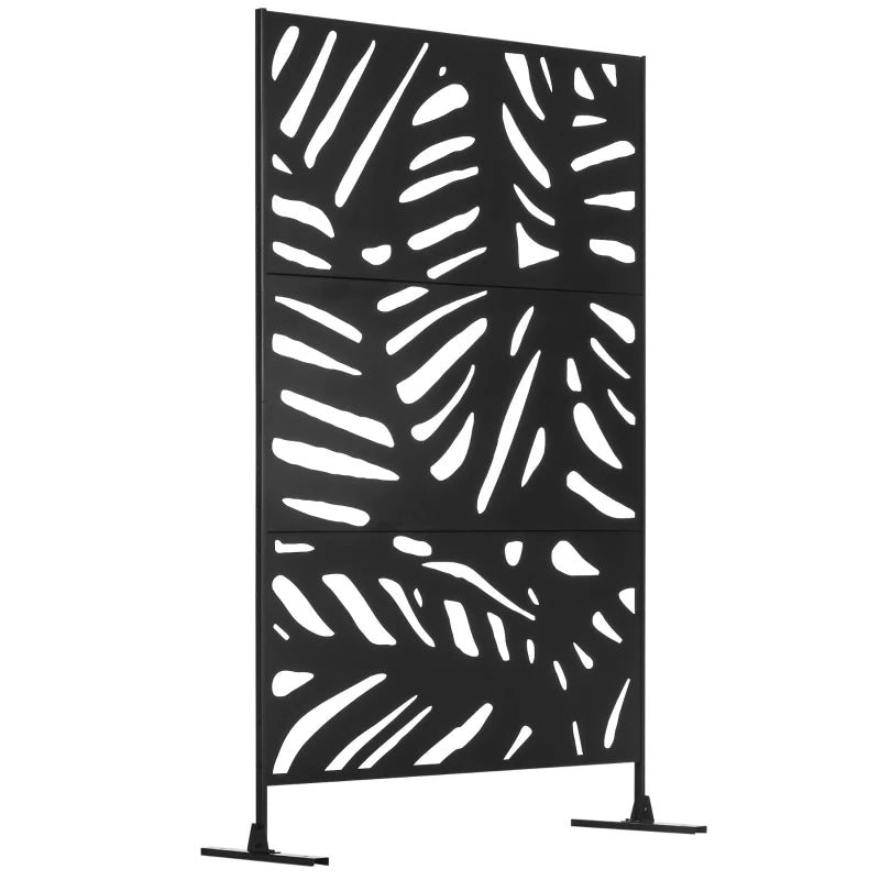 Freestanding Outdoor Privacy Screen - Decorative Metal Garden Divider, 48" x 78", Black for Deck and Pool