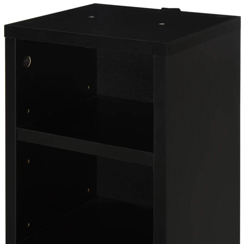 Set of 2 Black CD Media Display Shelves - Adjustable Blu-Ray Tower Rack & Bookcase Storage Organizer