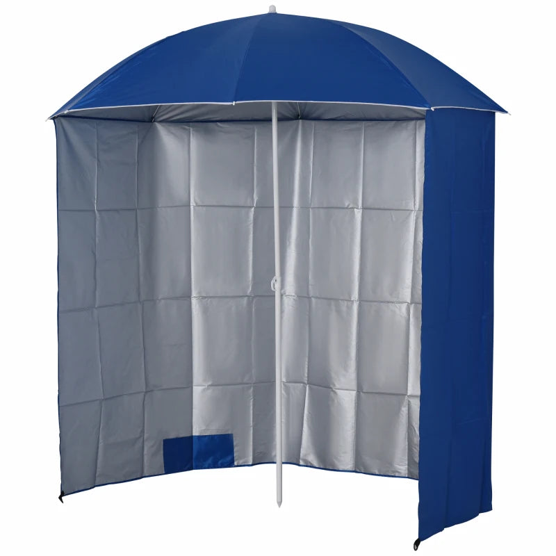 Blue Beach Fishing Umbrella with Sides and Carry Bag
