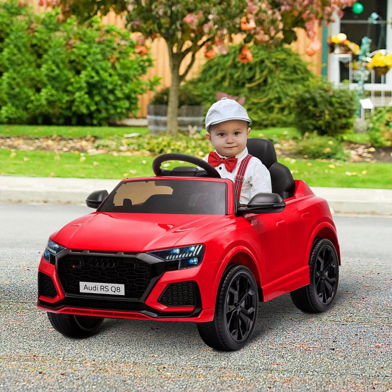 Audi RS Q8 Licensed Electric Ride-On Car for Kids, 6V Remote Control, 7Ah Battery, Bluetooth, Music, Red - Ages 3-5