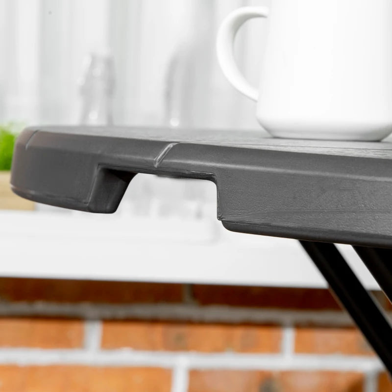 Dark Grey Foldable Round Outdoor Dining Table for 4, 80 x 80 x 73 cm