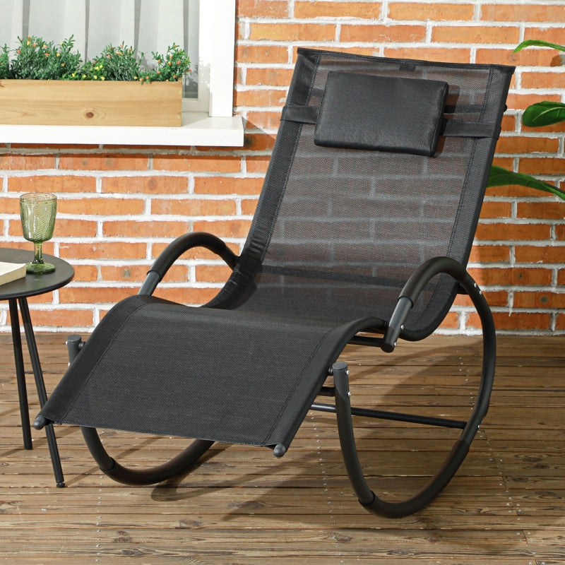 Black Zero Gravity Rocking Chair with Pillow