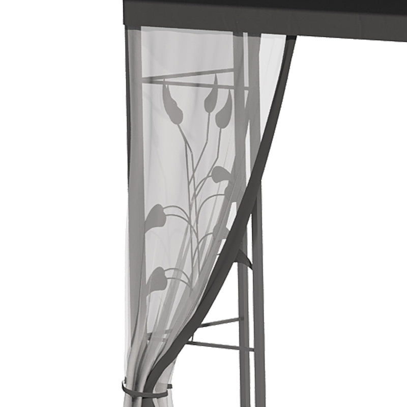 3x3m Steel Frame Double Roof Garden Gazebo - Durable Outdoor Canopy in Grey