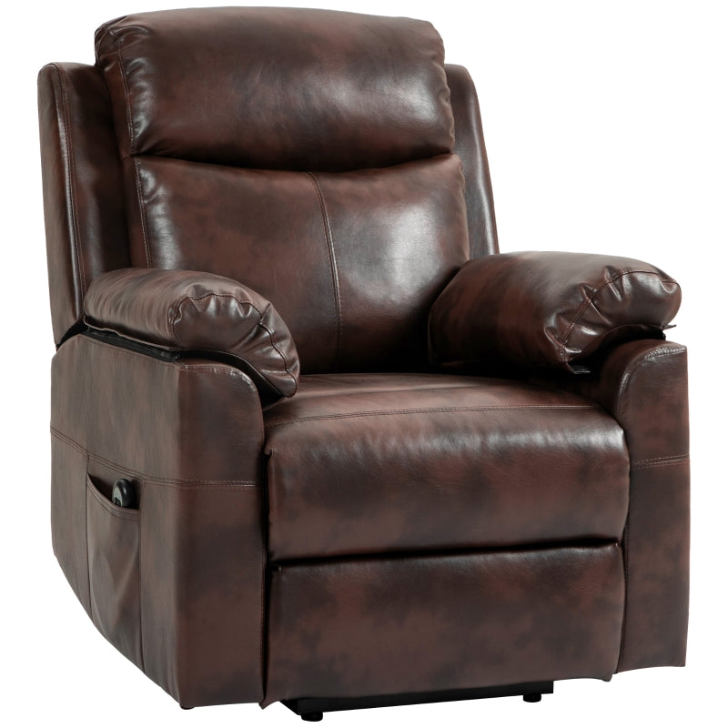 Dark Brown Faux Leather Electric Riser Recliner Chair with 70° Recline for Ultimate Comfort