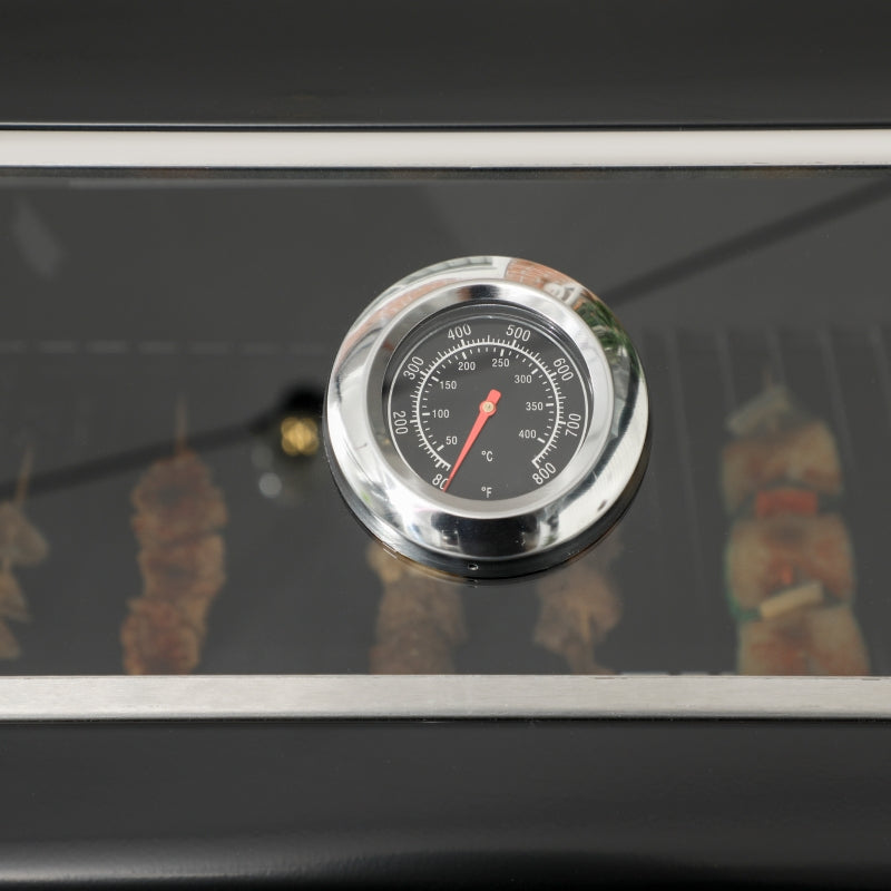 Black 9kW Three-Burner Gas BBQ Grill with See-Through Lid