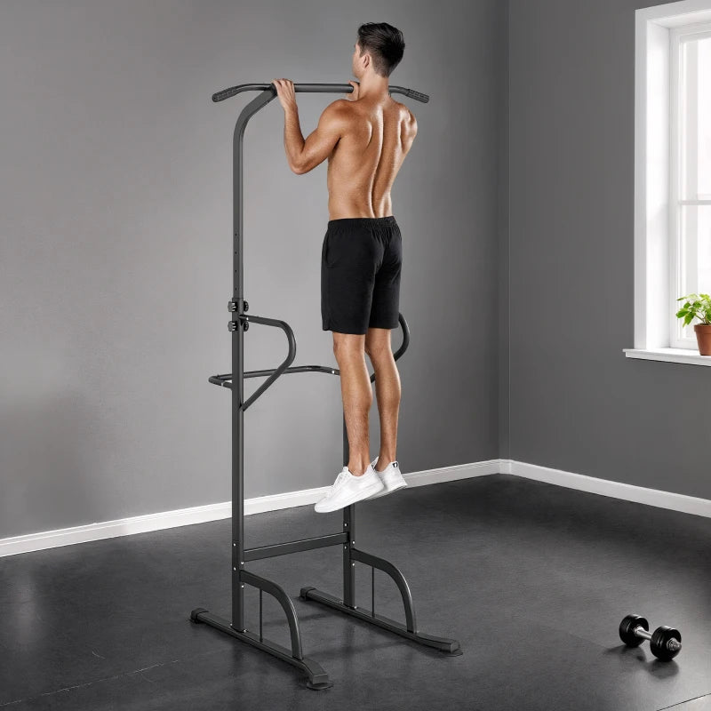 Power Tower Dip Station Pull Up Bar Adjustable Height Multi-Function Push Up Equipment for Home Gym Strength Training Fitness