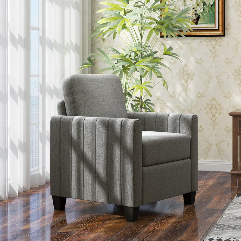 Modern Light Grey Linen-Look Armchair for Stylish Living Room Seating