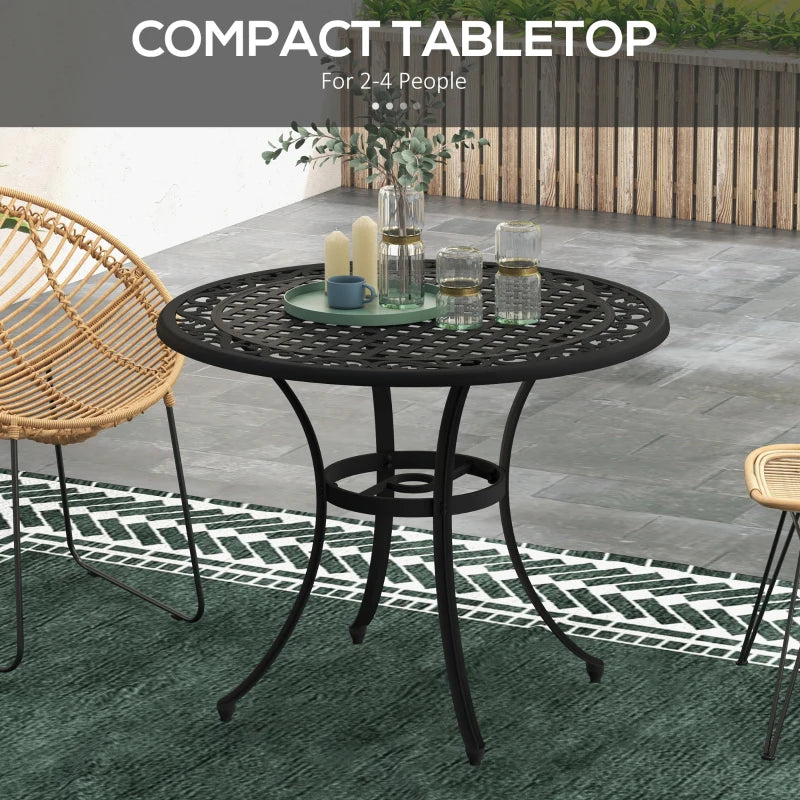 Round Aluminium Garden Table with Parasol Hole - 90cm