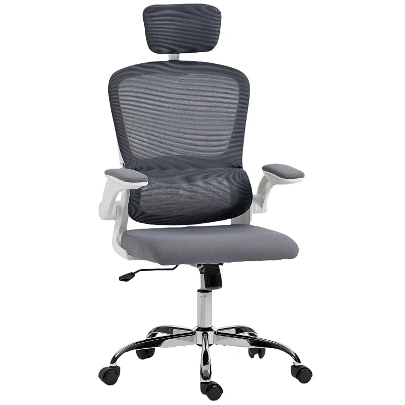 Ergonomic Mesh Back Office Chair with Lumbar Support - Stylish Charcoal Grey Design for Comfort and Productivity