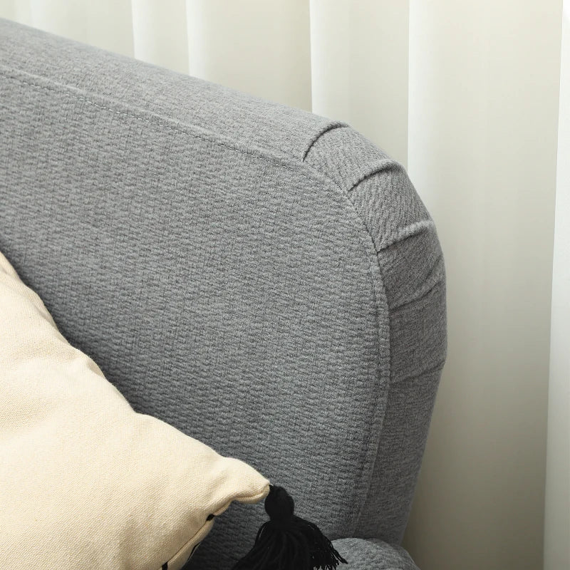 Stylish Grey Velvet 2 Seater Sofa Loveseat with Thick Padding and Wooden Legs for Small Spaces