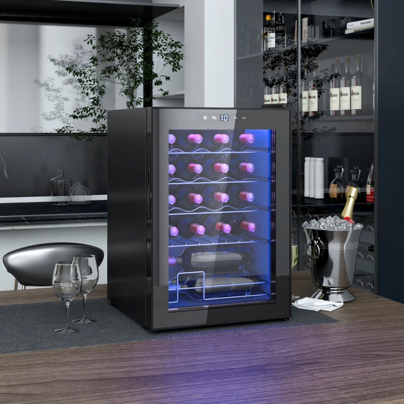 20-Bottle Countertop Wine Fridge - Black, Perfect for Home or Office, Stylish Wine Cooler with Adjustable Temperature