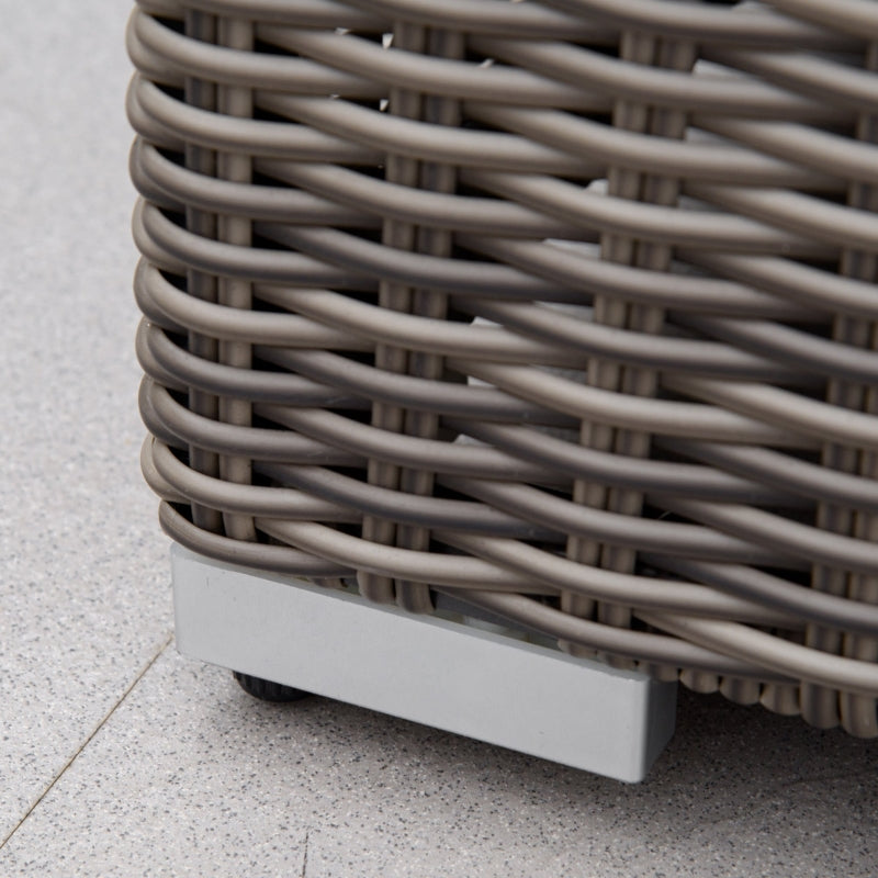 Adjustable 2-Seater Half-Round Rattan Wicker Recliner Set - Grey