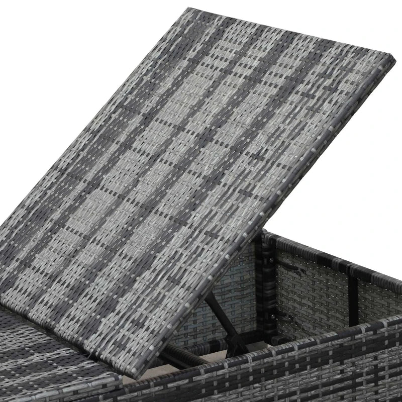 Grey Rattan Outdoor Reclining Sun Lounger
