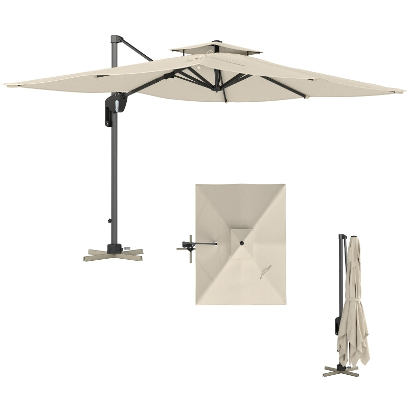 3.7m x 2.7m Cantilever Parasol Umbrella - 360° Rotation, Easy Tilt, UPF50+ Sun Shade, Black