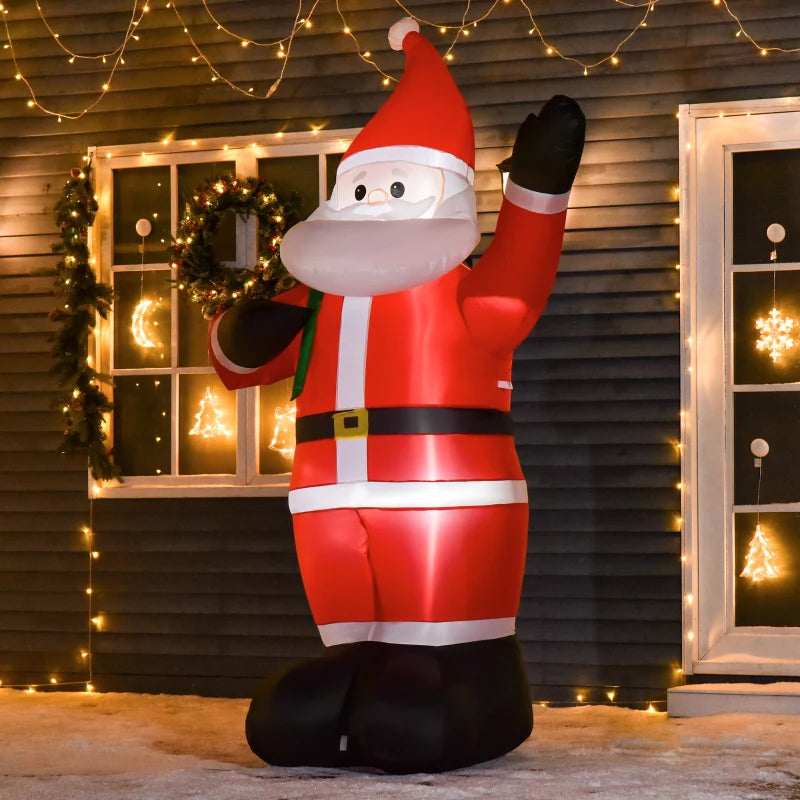 8ft Inflatable Santa Christmas Decoration with LED Lights - Holiday Yard Decor for Indoor & Outdoor Use