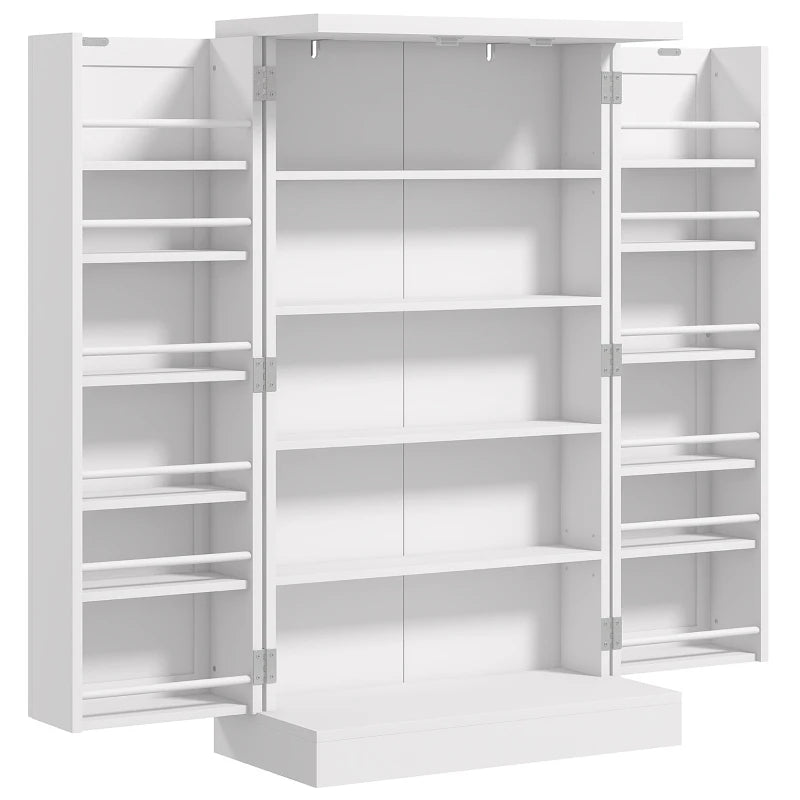 Freestanding Multi-Storage Kitchen Cupboard with Adjustable Shelves - Stylish White Organizer for Kitchen Storage Solutions